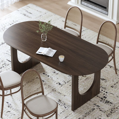 67" Soild Wood Dining Table with Oval Tabletop