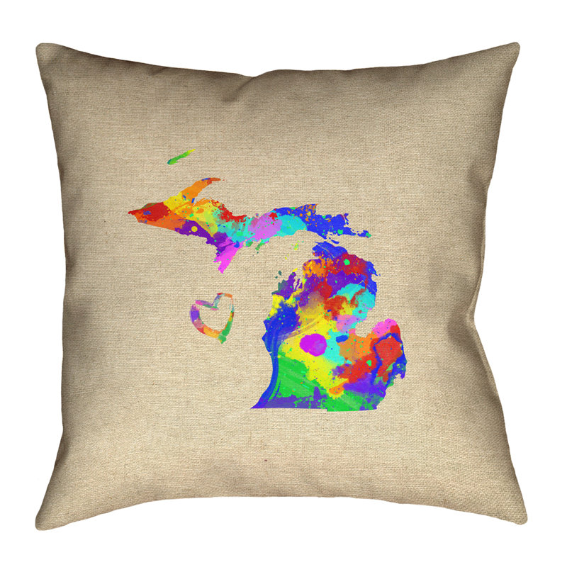 Coussin Katelyn Smith Michigan Love, 14 po x 14 po, Sergé de coton, Housse