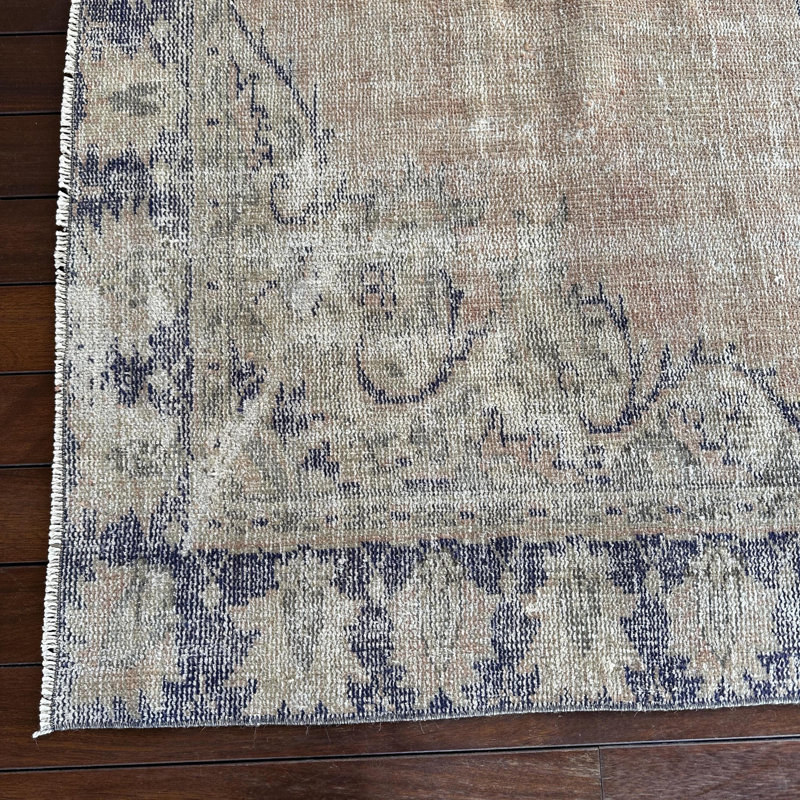 Authentique tapis turc Oushak de grande taille pour un décor de chambre à coucher avec un design rétro brun et un confort moelleux