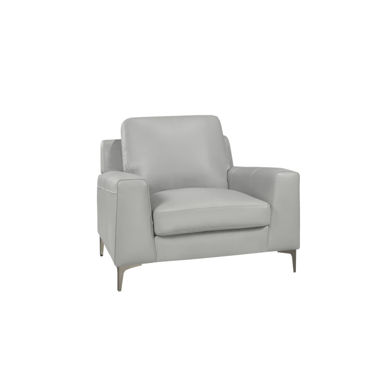 Chaise Bijon Raghul, Cuir véritable gris nuageux