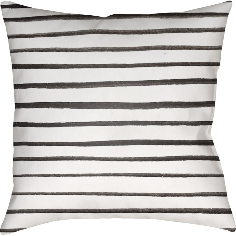 Striped Outdoor Throw Pillow, 20" x 20", White