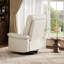 Fauteuil inclinable pivotant électrique à bascule - Rotation à 270°, port de chargement USB, revêtement en similicuir, dossier capitonné, poches latérales, accoudoirs épais à double couche, beige clair
