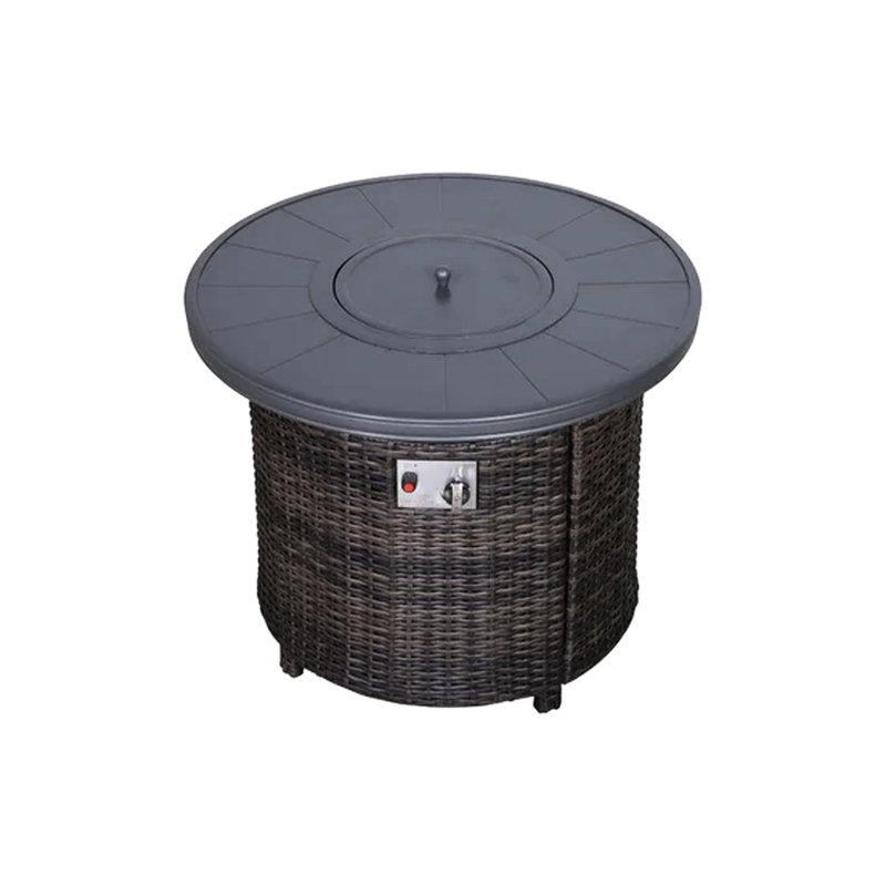 Foyer de table au propane H 25 po x l 32 po, extérieur en aluminium, brûleur en acier inoxydable, sortie au propane en aluminium de 55 000 à long terme, flamme écoénergétique