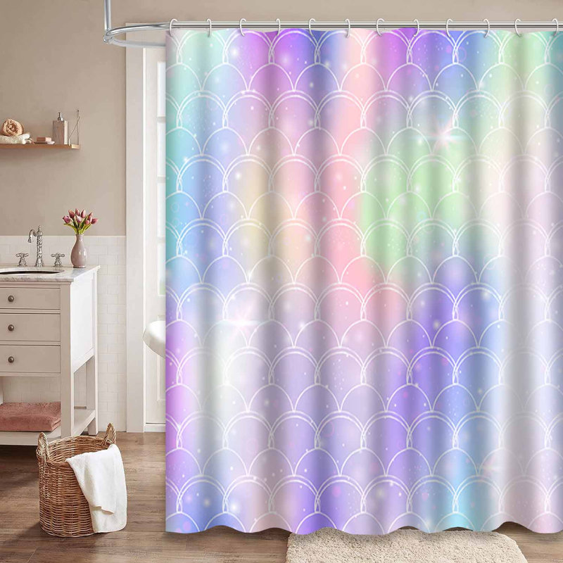 Rideau de douche imperméable avec 12 crochets Mermaid Scales, L 72 po x l 78 po