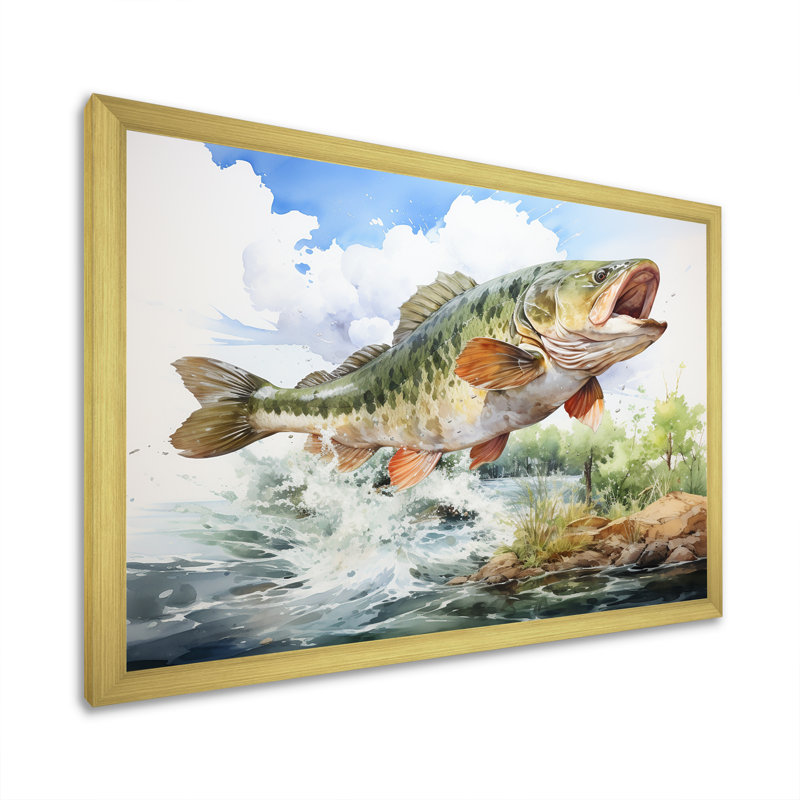 " Fishing Dreams II ", Gold Single Picture Framed, 30" H x 40" W x 1.5" D