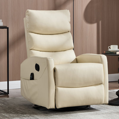 Heat Massage Manual Recliner Chair With Rocker And Swivel In Fabric For Living Room