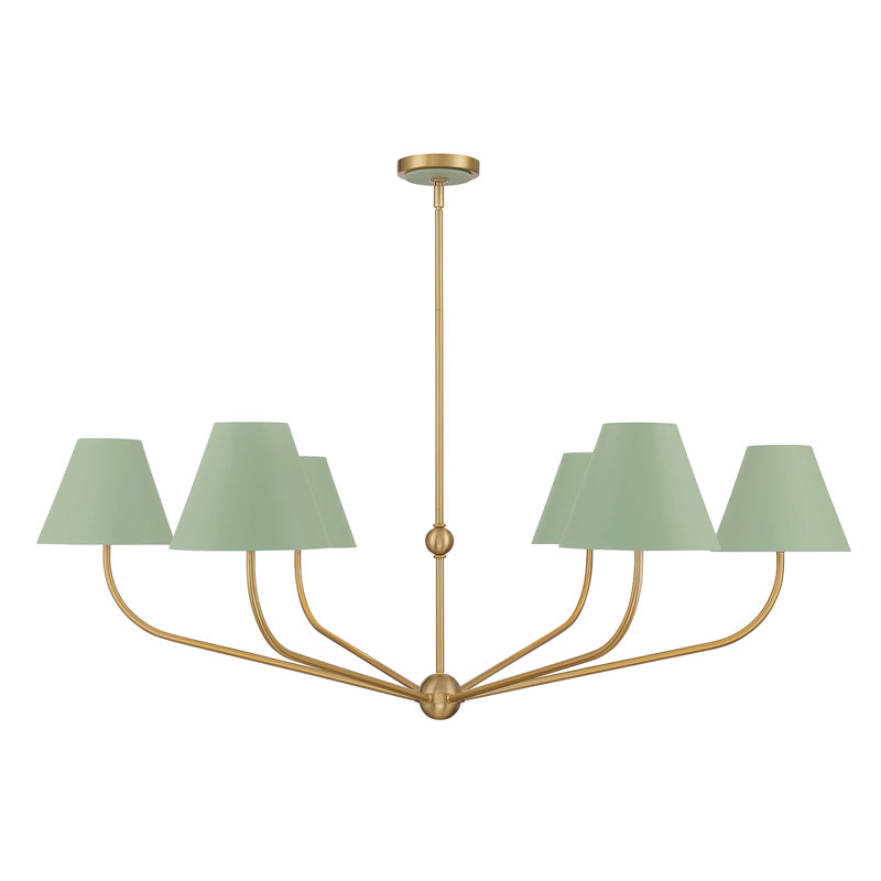 Augustina Light Vibrant Chandelier, Green/White, 6, 12.6"H x 48"W x 48"D
