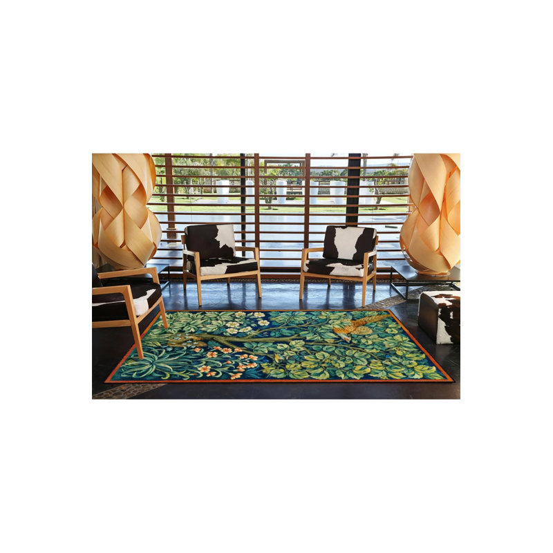 Tapis à motif floral traditionnel lavable encadré, Rectangle 2 pi 4 po x 4 pi