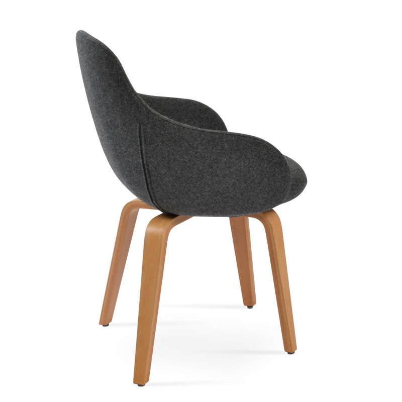 Chaise de salle à manger avec accoudoirs Gazel, Gris foncé, Naturel