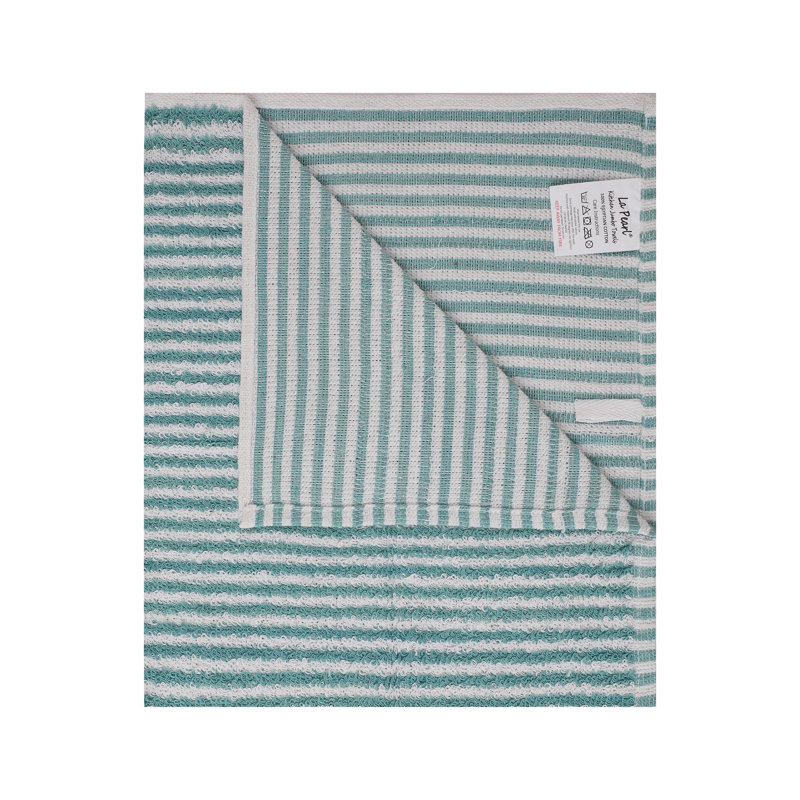 Cotton Stripe Jacquard Tea Towel Kitchen Towel, 4, Teal