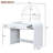 White 39" Bedroom Makeup Vanity Table. Touch Screen Lighted Mirror And Drawer. Curved Design For Beauty. Adequate Storage Space. User-. Simple Installation