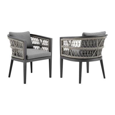 Evalyn Metal Outdoor Dining Armchair with Cushion -  Joss & Main, C7327C94B74D4ED0B633ED3E5760A476