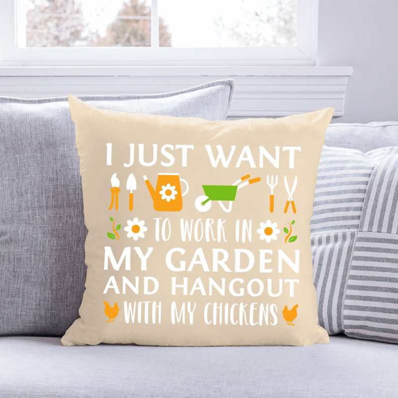 Amour de jardin - Citation amusante 900 - Coussin décoratif inclus, H 18 po x l 18 po