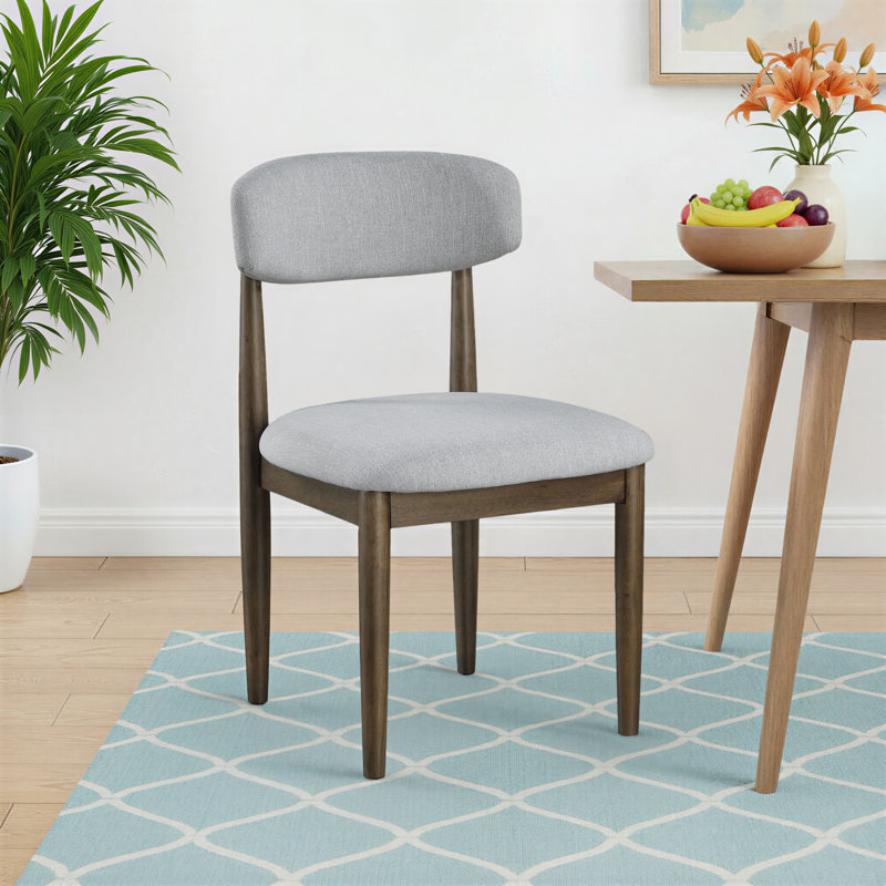 Chaise rembourrée en bois massif Lixy, Brun