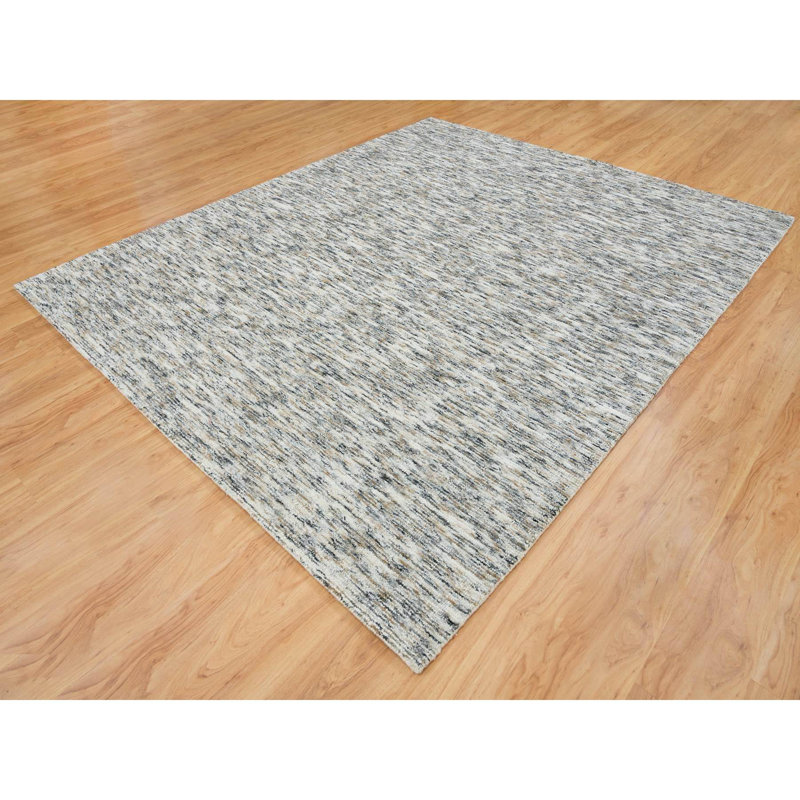 Tapis beige nouvel âge noué à la main de conception unique 8 pi 3 po x 10 pi Vedra