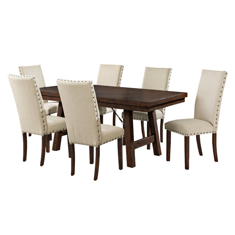  Dex 7PC Dining Set-Table & 6 Upholstered Side Chairs