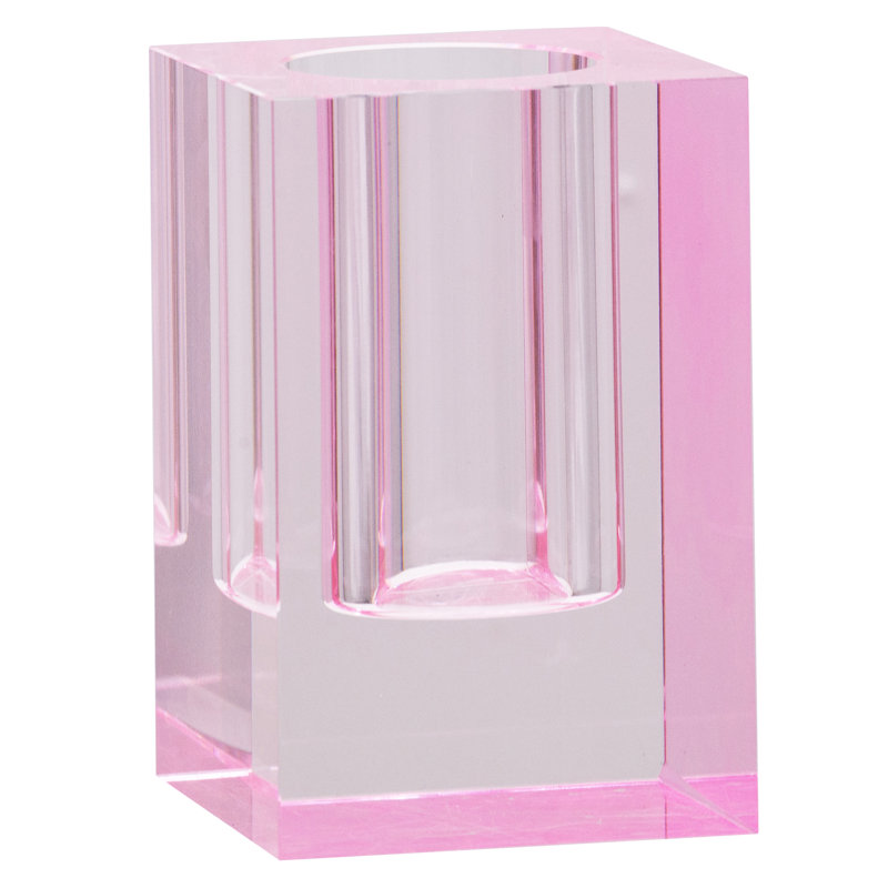 Vase de table en verre Huntingburg, Rose, H 5,9 po x l 3,9 po x P 3,9 po