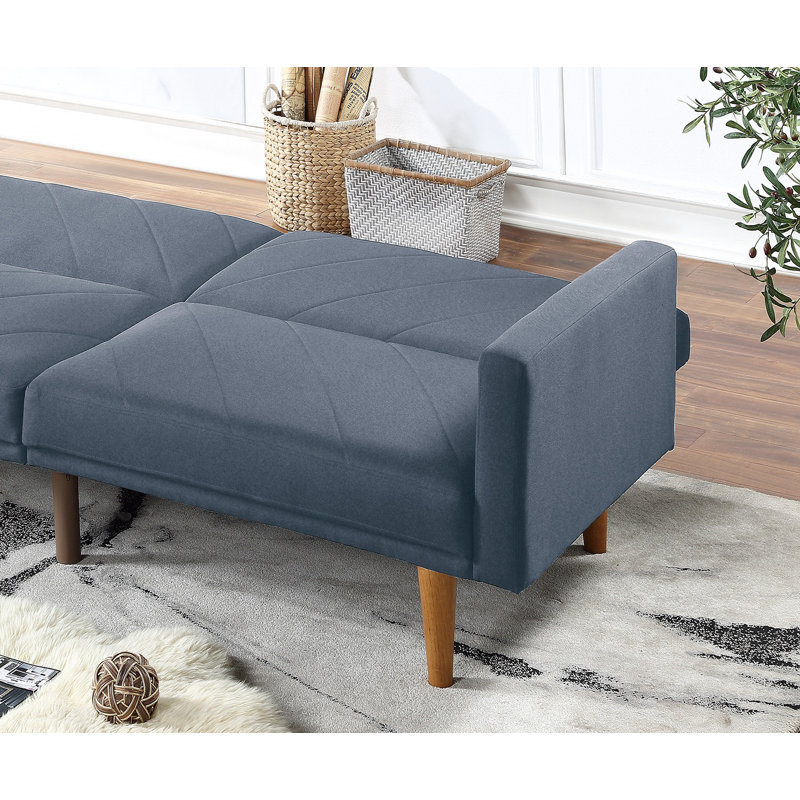 Chrisman Twin 80'' Upholstered Convertible Sofa, Blue Gray