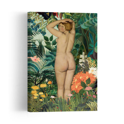Nude Woman Tropical Garden Colorful Vibrant Fruit Nature Wall Art Print 1 Piece Wrapped Canvas Wall Art