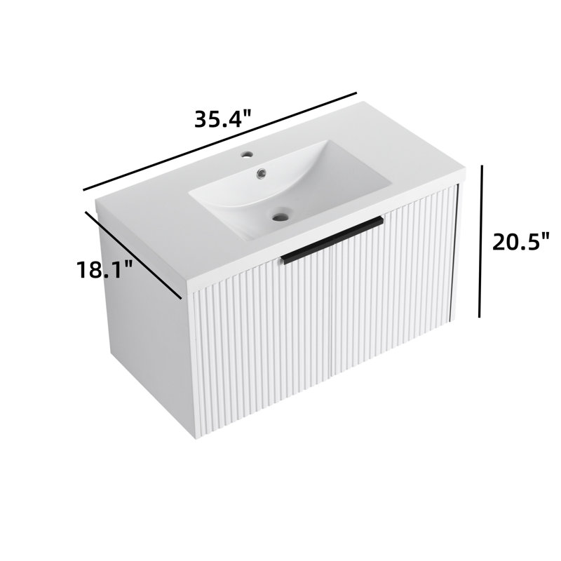 Meuble-lavabo mural 36 po, Blanc