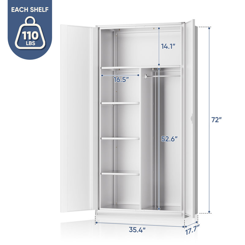Armoires de rangement en métal avec serrure, Blanc