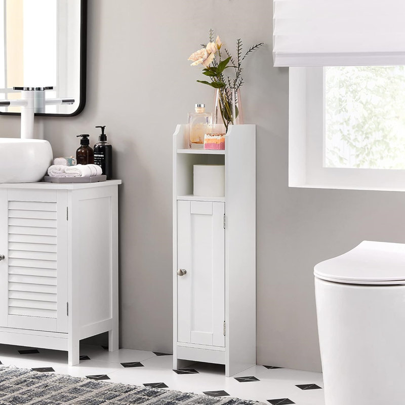Narma Solid Wood Freestanding Linen Cabinet, White