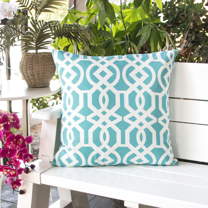 Geometric Outdoor Throw Pillow, Light Blue, 18" x 18"