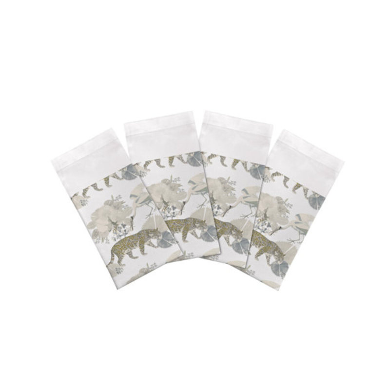 Leopard Walk Cameo Hemstitch 22" Linen/Cotton Napkin, Cameo