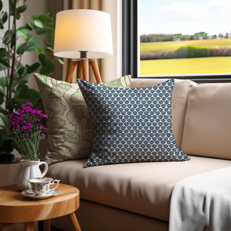Housse de coussin réversible en mélange de coton à carreaux caniche, H 15 po x l 15 po