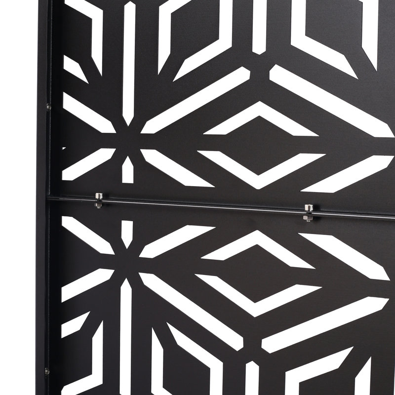 Écran d'intimité en métal H 76 po l noir. Améliorez-vous dans divers environnements. Cloison autoportante pour terrasse et balcon. Fabrication en acier. Polyvalent pour la zone d'alimentation des oiseaux de jardin. Facile à installer - Améliorez