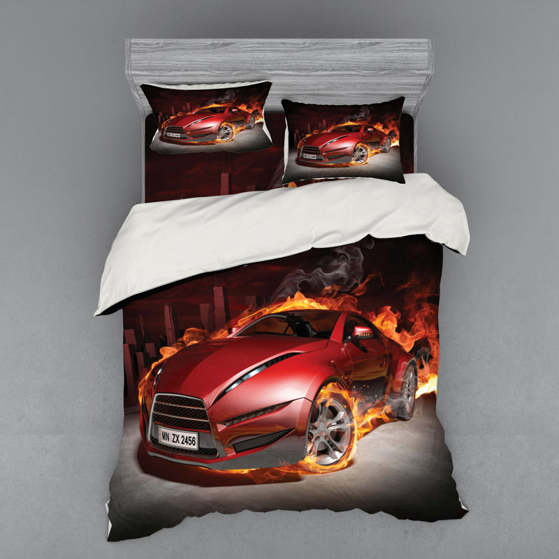 Ensemble de housse de couette cars, Housse de couette grand + 3 pièces supplémentair