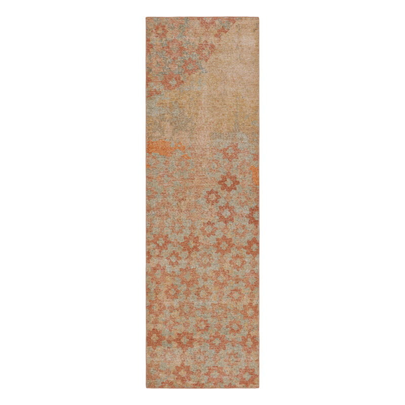 Distressed Homage Floral Area Rug, Runner 3' x 14'