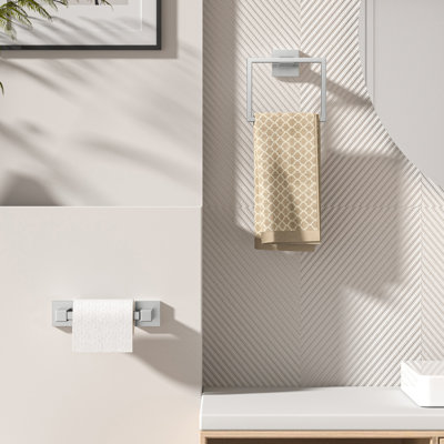 Ensemble de porte-papier hygiénique mural, porte-papier hygiénique pivotant en acier inoxydable Sus 304 et anneau à serviette, ensemble de porte-serviettes pour la salle de bain, quincaillerie de salle de bain carrée