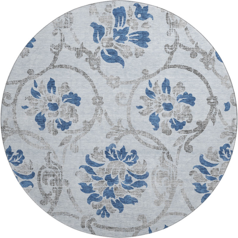 Premium Machine Washable Prisco Sky Rug, Round 8'