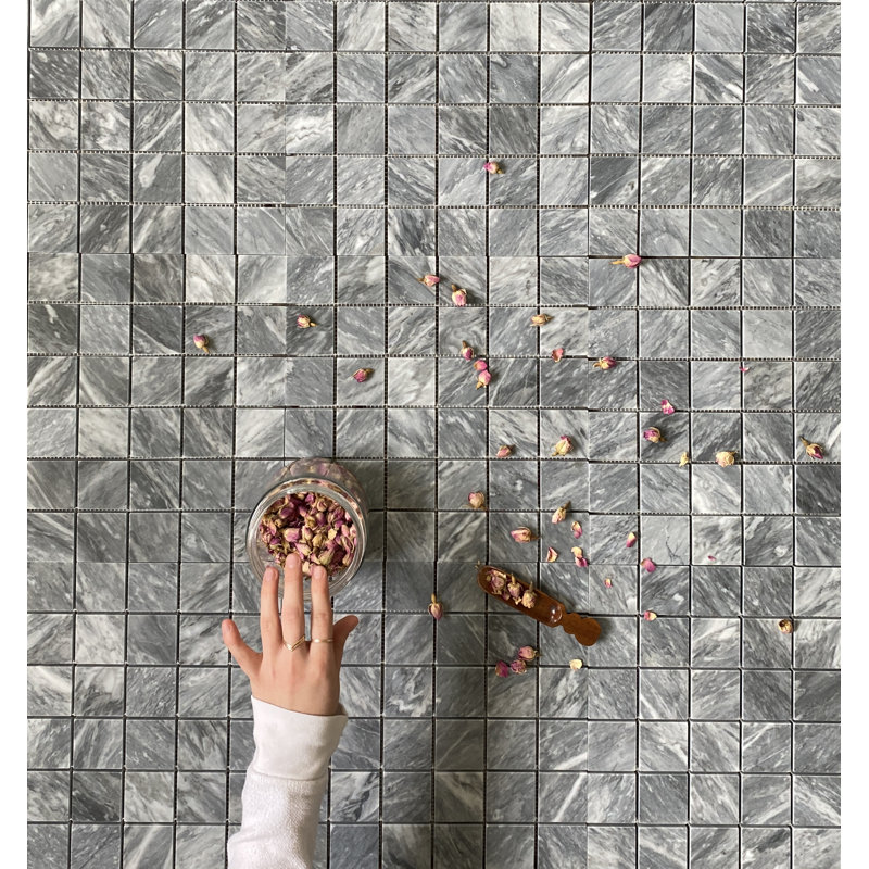 Bardiglio 2" x 2" Grid Mosaic Wall & Floor Tile in Dark Gray