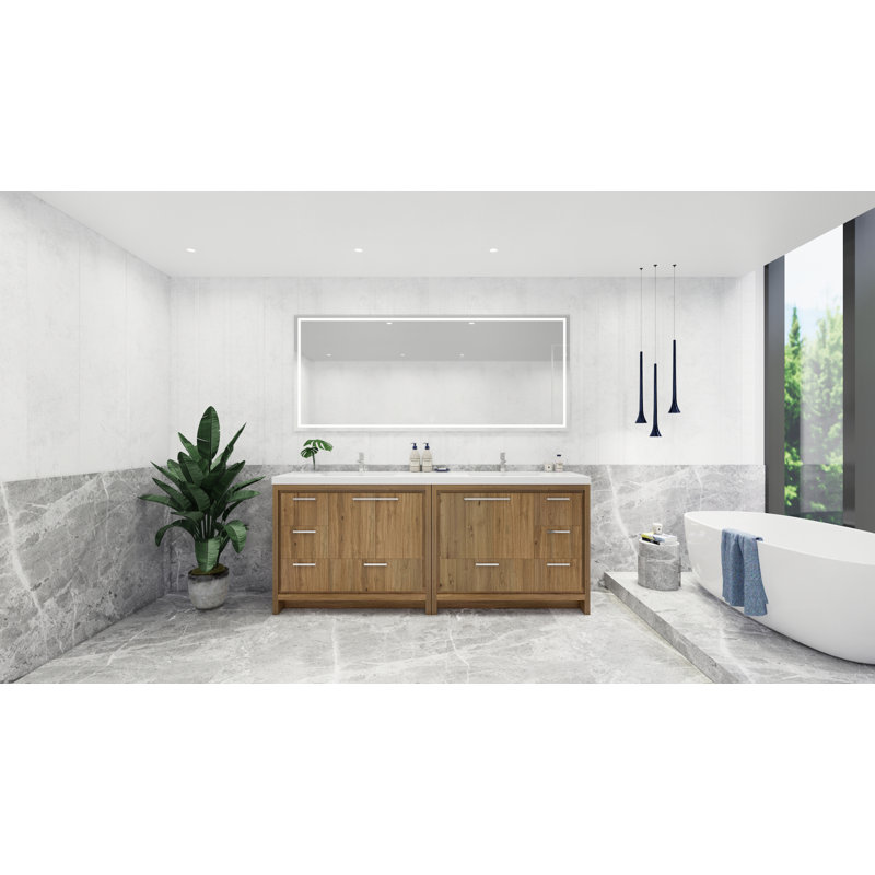 Ensemble de meuble-lavabo double 83 po Dudelange, Chêne naturel
