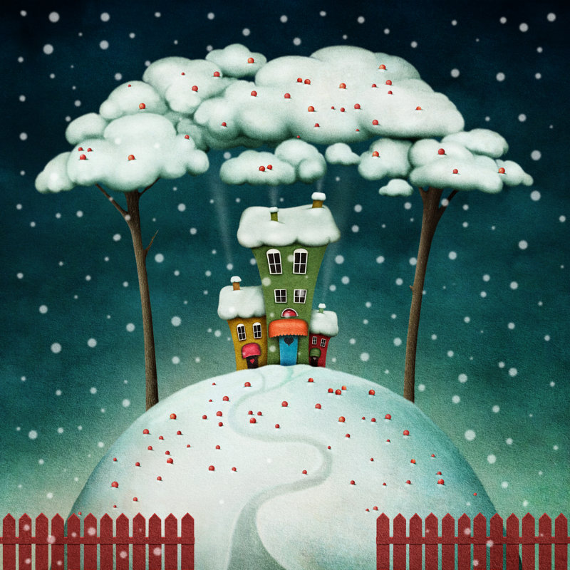 House On Snowy Hill - Wrapped Canvas Print, 122cm H x 122cm W x 3.8cm D
