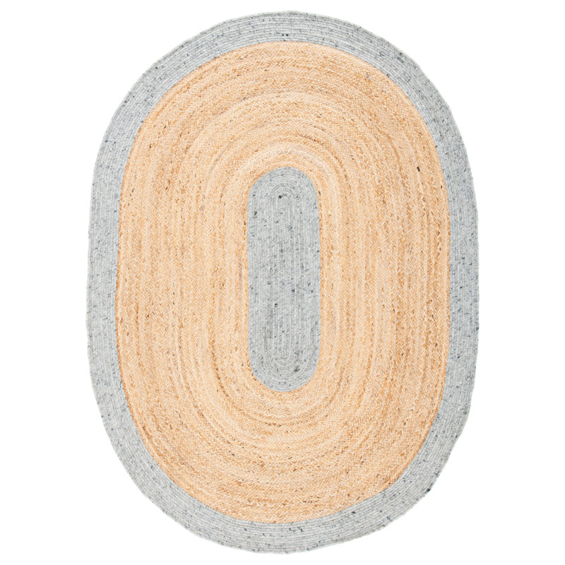 Mann Hand Woven Jute/Wool/Cotton Rug in Natural, Oval 5' x 7'