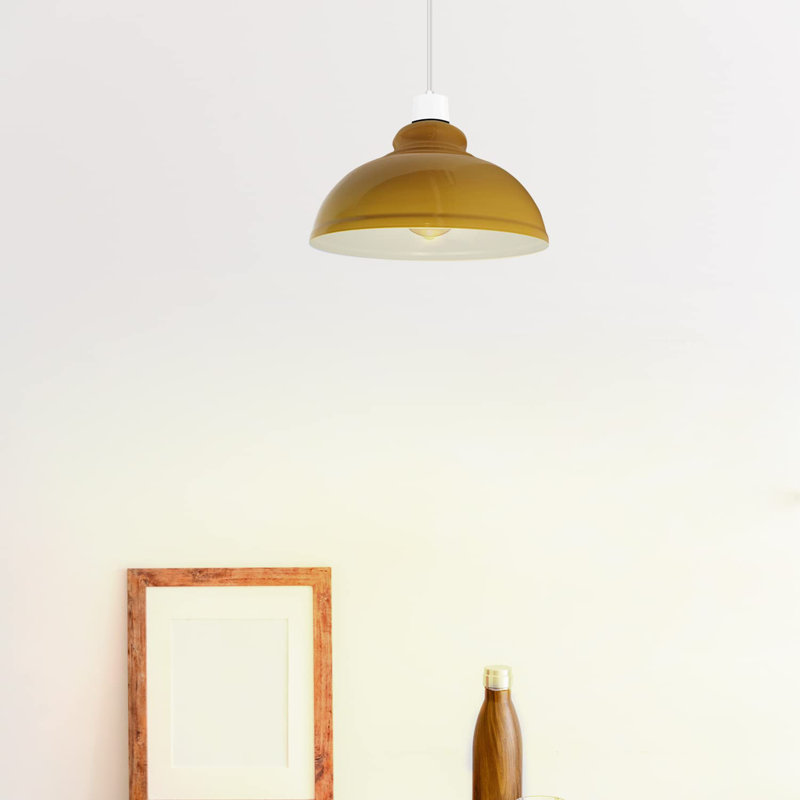 17cm H Metal Dome Lamp Shade, Yellow