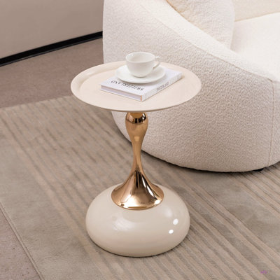 Mermaid Tail End Coffee Table Round Side Table, Modern Metal Pedestal Table, Minimalist Accent Table For Small Spaces, Drink Martini Table Decoration