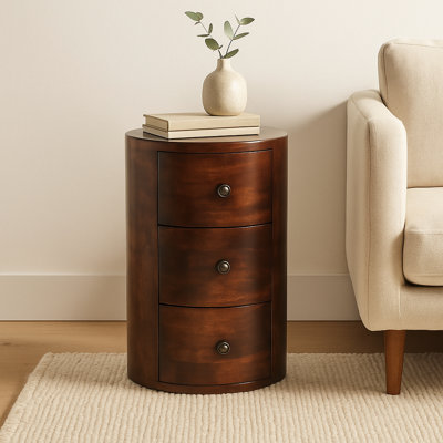 Armel Solid Wood 3 - Drawer Round Accent Chest
