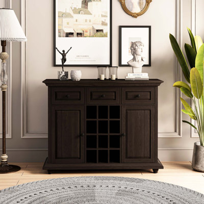 Buffet Lockbourne, table de buffet, armoire de salle à manger, crédence de bureau avec support à vin à 12 grilles