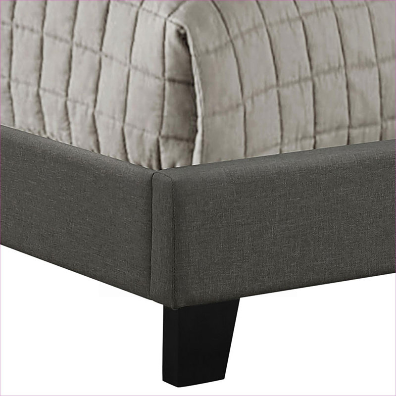 Structure de lit simple tapissier gris anthracite Clean