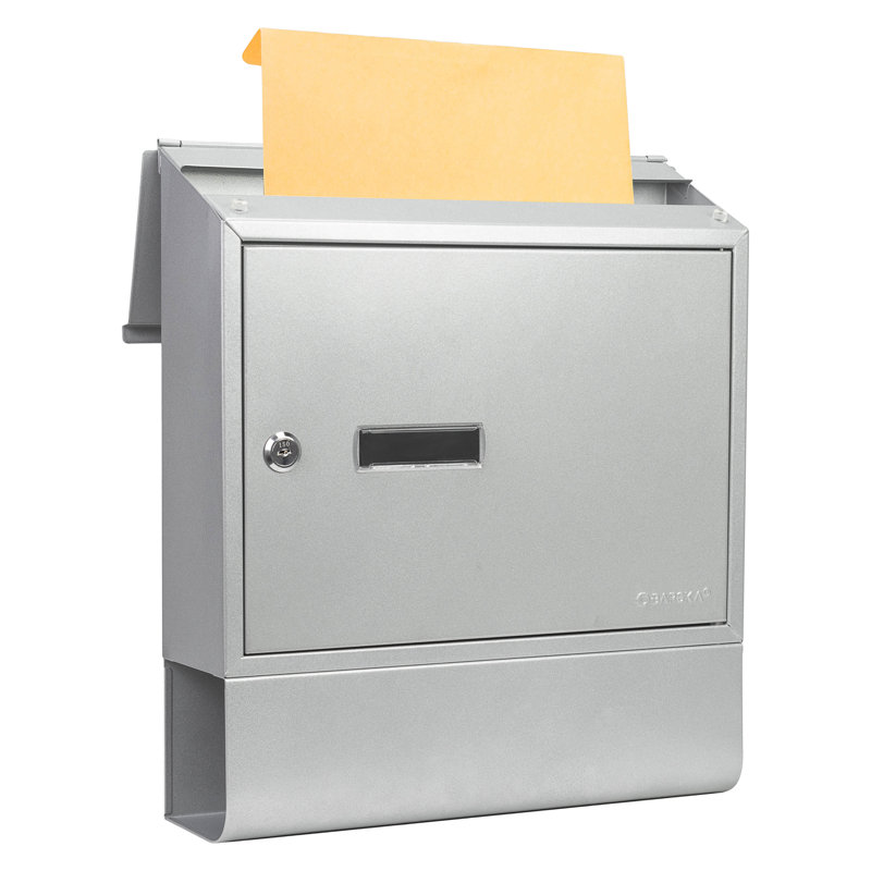 Silver Steel Wall Mount Lockable Mailbox with Key Lock
