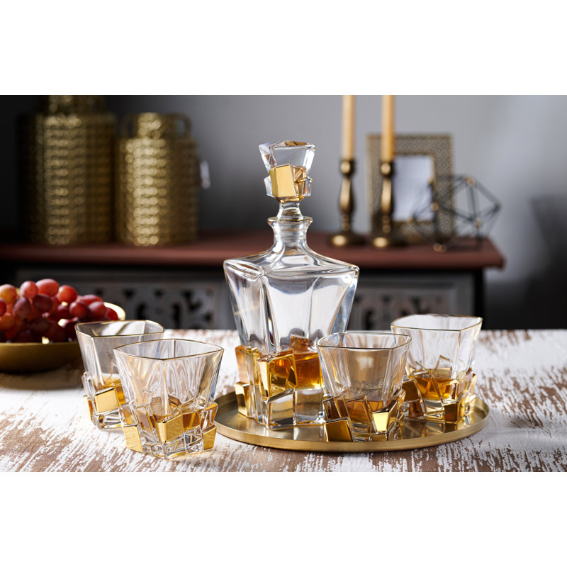 Crystal Glass Beverage Dispenser, Yellow
