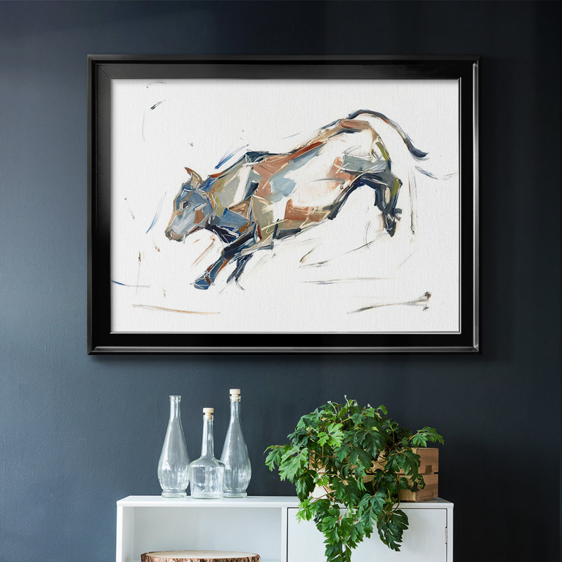 " Modern Bull Study II ", Black, 26" H x 38" W x 1.5" D