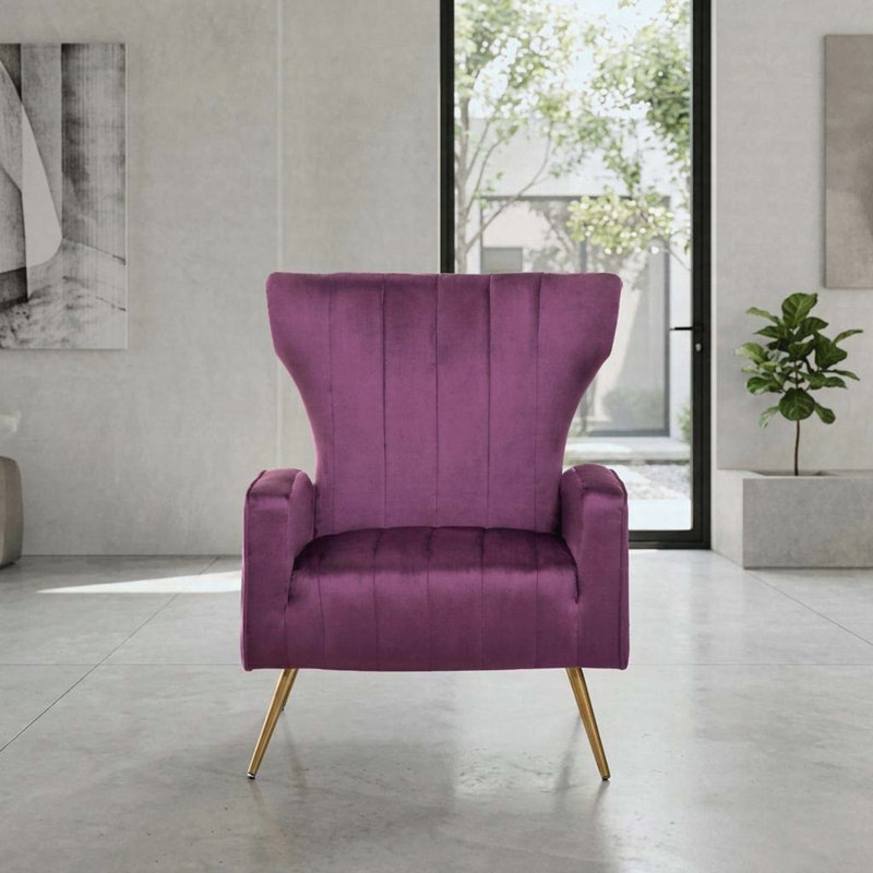Fauteuil d'appoint à oreilles en velours, Mauve