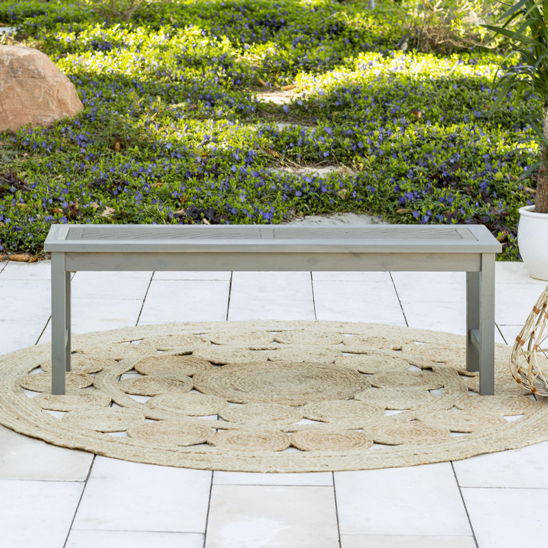 Banc de pique-nique en bois d'acacia pour le patio Harbison, Gris délavé