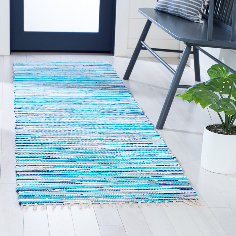 Marisela Rug Hand Woven Cotton Striped Rug, Runner 2'3" x 8'