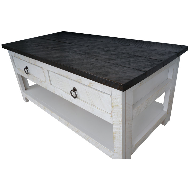 Table basse à 4 pieds en bois massif avec rangement Monarrez